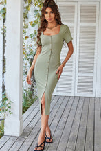 Load image into Gallery viewer, Button Down Square Neck Knit Midi Dress