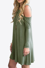 Load image into Gallery viewer, 875 Cold-Shoulder Long Sleeve Round Neck Dress
