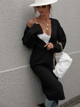 Load image into Gallery viewer, Horizontal Ribbing Dropped Shoulder Cardigan