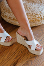 Load image into Gallery viewer, KAYLEEN High Hopes Crisscross Strap Espadrille Wedges in White