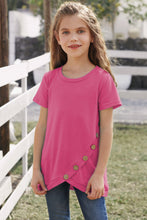 Load image into Gallery viewer, Girls Buttoned Tulip Hem T-Shirt