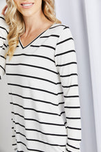 Load image into Gallery viewer, Zenana Full Size Striped V-Neck Long Sleeve Top