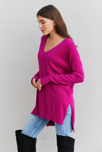 Load image into Gallery viewer, Zenana Sweater Weather Full Size Center Seam Tunic Sweater in Magenta