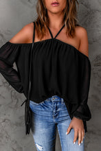 Load image into Gallery viewer, Cold Shoulder Halter Blouse DIBS BLOUSE