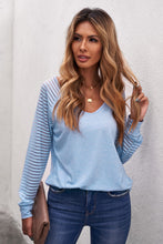 Load image into Gallery viewer, Sheer Striped V-Neck Top