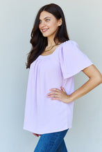 Load image into Gallery viewer, Ninexis Keep Me Close Square Neck Short Sleeve Blouse in Lavender
