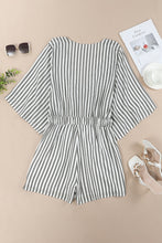Load image into Gallery viewer, Striped Tie-Front Plunge Romper with Pockets
