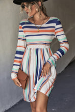 Load image into Gallery viewer, Striped Round Neck Long Sleeve Tee Dress