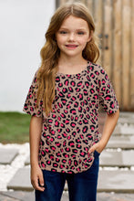 Load image into Gallery viewer, Girls Leopard Dropped Shoulder Tee