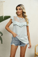 Load image into Gallery viewer, Spliced Lace Ruffled Blouse