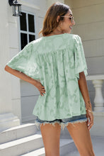 Load image into Gallery viewer, Applique Frill Trim Flutter Sleeve Blouse