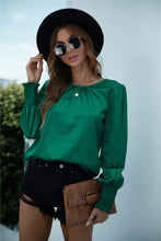 Load image into Gallery viewer, Ruched Round Neck Keyhole Back Blouse