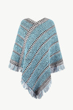 Load image into Gallery viewer, Heathered V-Neck Fringe Hem Poncho