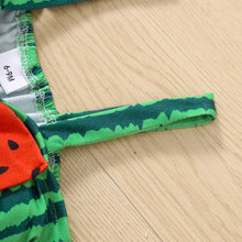 Load image into Gallery viewer, Baby Girl Watermelon Print Bow Cropped Top and Skort Set