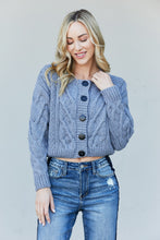 Load image into Gallery viewer, Zenana Cable-Knit Button Front Cropped Cardigan
