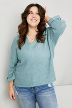 Load image into Gallery viewer, Mine and E&M Full Size Three-Quarter Sleeve Notched Sweater