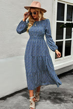 Load image into Gallery viewer, Ditsy Floral Round Neck Tiered Dress