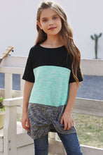 Load image into Gallery viewer, Girls Color Block Twisted Tunic Tee