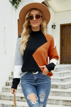 Load image into Gallery viewer, Color Block Mock Neck Ribbed Trim Sweater