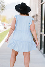Load image into Gallery viewer, Zenana Call Me Later Full Size Tiered Mini Dress in Cream Blue