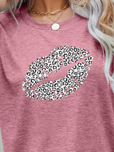Load image into Gallery viewer, Leopard Lip Graphic Round Neck Tee