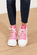Load image into Gallery viewer, Berness Stick To It Platform Lace-Up Booties in Hot Pink