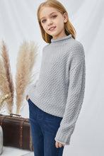 Load image into Gallery viewer, Girls Rolled Hem Dropped Shoulder Sweater