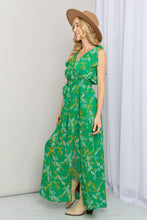 Load image into Gallery viewer, White Birch Full Size Printed Tie-Shoulder Belted Split Dress