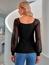Load image into Gallery viewer, Swiss Dot Raglan Sleeve Tied Top