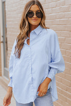 Load image into Gallery viewer, Trendy Pin Striped Collard Dolman Button down Shirt