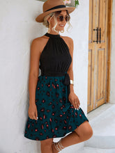 Load image into Gallery viewer, Two-Tone Belted Sleeveless Grecian Neck Dress