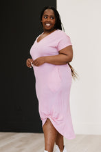 Load image into Gallery viewer, P & Rose Plot Twist Full Size T-Shirt Dress with Pockets in Rose