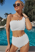 Load image into Gallery viewer, Scalloped Trim One-Shoulder Bikini Set