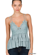 Load image into Gallery viewer, CROCHET LACE PEPLUM CAMI