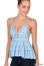 Load image into Gallery viewer, CROCHET LACE PEPLUM CAMI