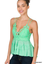 Load image into Gallery viewer, CROCHET LACE PEPLUM CAMI