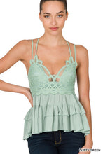 Load image into Gallery viewer, CROCHET LACE PEPLUM CAMI