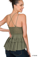 Load image into Gallery viewer, CROCHET LACE PEPLUM CAMI