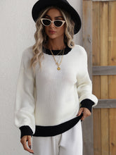 Load image into Gallery viewer, Contrast Trim Drop Shoulder Pullover Sweater