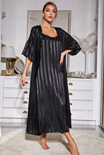 Load image into Gallery viewer, Striped Flounce Sleeve Open Front Robe and Cami Dress Set