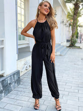 Load image into Gallery viewer, Belted Sleeveless Split Jumpsuit
