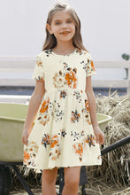 Load image into Gallery viewer, Girls Floral Short Sleeve Round Neck Dress
