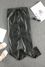 Load image into Gallery viewer, Elastic Waist Paneled PU Leather Pants