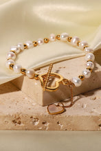 Load image into Gallery viewer, Freshwater Pearl Heart Charm Bracelet