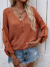 Load image into Gallery viewer, Button Detail Dropped Shoulder Sweater