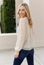 Load image into Gallery viewer, Mine and E&M Glitter Frill Trim Tie Neck Blouse