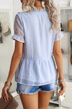 Load image into Gallery viewer, Swiss Dot Deep V Flounce Sleeve Blouse