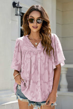 Load image into Gallery viewer, Applique Frill Trim Flutter Sleeve Blouse