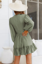 Load image into Gallery viewer, Smocked Balloon Sleeve Ruffle Hem Dress