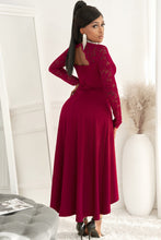 Load image into Gallery viewer, Lace High-Low V-Neck Dress